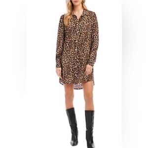 Ellen Tracy Animal Print Dress Tunic Kimono with Gold Hardware Size Large